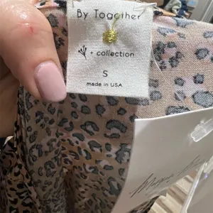 By Together Mini Dress Womens M Beige Leopard Print Tie-Front V-Neck thumbnail 7
