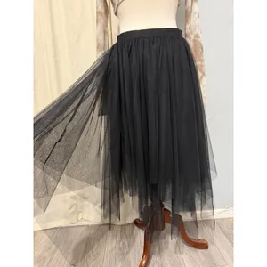 Fairy Black Tulle Mesh Handkerchief Hem Midi Skirt Medium Whimsigoth Punk Witchy thumbnail 11