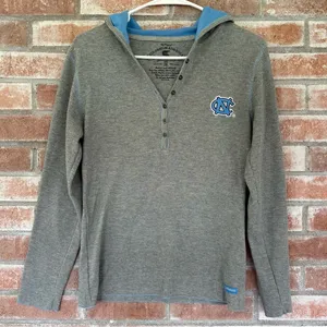 Stadium Athletics UNC North Carolina Hooded Henley Shirt Women’s Medium Gray Blue College thumbnail 1