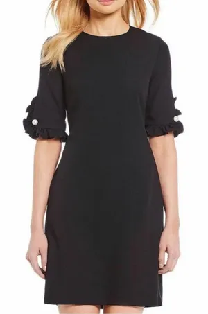 Karl Lagerfeld Paris Black Sheath Dress Pearl Sleeve Size 4 thumbnail 1