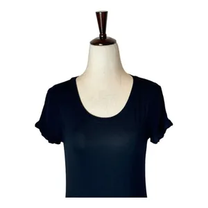 C&C California Dress Women‎ XS Black Short Sleeve Scoop Neck Tee Maxi Lounge thumbnail 4