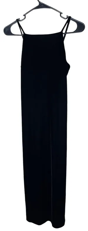 Vintage Maurices 90s Velvet Black Sleeveless High Neck‎ Dress 3/4 thumbnail 1