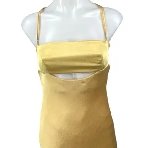 BEC & Bridge Carrie Yellow Satin Silk Sleeveless Cutout Cami Slip Midi Dress 4 thumbnail 9