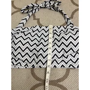Cupshe Chevron Halter Bandeau & Multi Way Tummy Control Midkini Set, size large thumbnail 11
