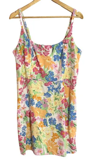 Old Navy Floral Linen Blend Summer Sun Dress Mini Dress Size XL thumbnail 1