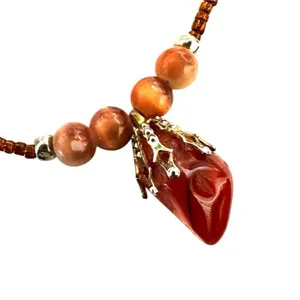 Carnelian Orange beaded pendant necklace thumbnail 10