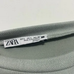 Zara women’s size L Sage Green Shift Dress Raw Hem Short Sleeve Pockets(A425)✨ thumbnail 4