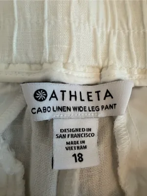 Athlete Cabo Linen Wide Leg Pants Size 18 White thumbnail 3