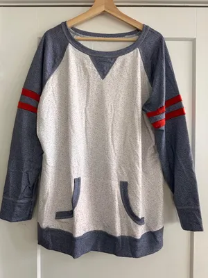Grey Varsity Sweatshirt Crew Neck Gray Size XXL thumbnail 3