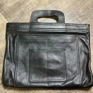 🐱THE LEATHER WORKS Black Leather Briefcase Bag thumbnail 1
