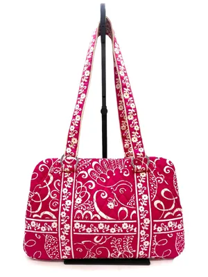 Vera Bradley Twirly Birds Pink Squared Away Tote Satchel Purse Shoulder Bag 2010 thumbnail 1