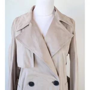 ZARA Beige Trench Coat Belted Suede Feel Classic Jacket Preppy Minimalist Small thumbnail 6