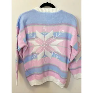Vintage 90s Pastel Winter Snowflake Sweater Small Pink thumbnail 5
