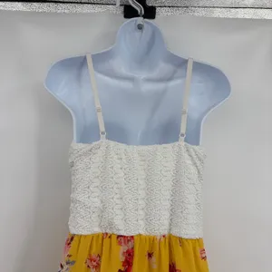 AUW Boho Floral Maxi Dress Sz L Bustier Coquette Cottage Floral Lace Chiffon thumbnail 9