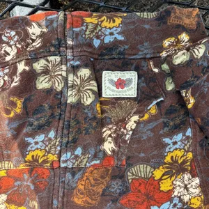 Disneyland Resort Minnie Mouse Surf Co Brown Floral Jacket Size L thumbnail 3