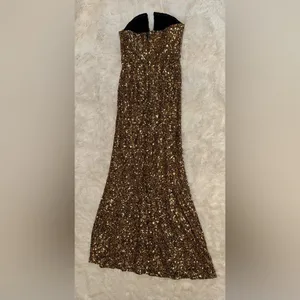 NEW Dress the Population Fernanda Gold Sequin Strapless Gown Sz L thumbnail 8