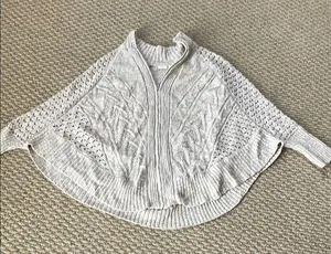Maurices Cream Cable-Knit Poncho Sweater thumbnail 1