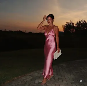 Zara Maxi dress Pink Satin ruffle bodycon party wedding summer evening thumbnail 6