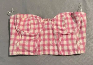 Zara pink and white checkered top  thumbnail 1