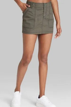 Wild Fable Cargo Olive Green Mini Skirt Small S thumbnail 1