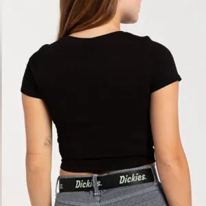 Bozzolo Women's Size Large Ribbed Crop Top T-Shirt Black Crewneck Short Sleeve thumbnail 2