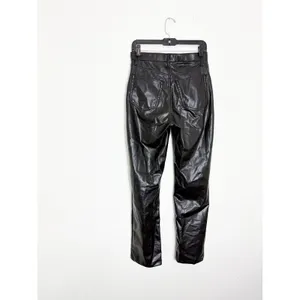 Abercrombie & Fitch High Rise 90s Straight Vegan Leather Pant Size 6/28 Black thumbnail 12