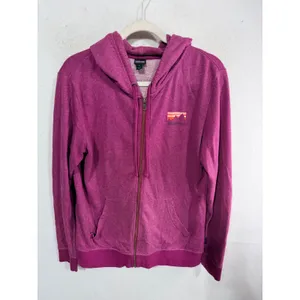 Patagonia Full Zip Hoodie Organic Cotton Graphic Logo Women's Large Purple thumbnail 2