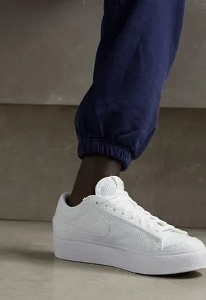 Nike unisex Blazer Low leather-trimmed crocheted platform sneakers casual comfy thumbnail 1
