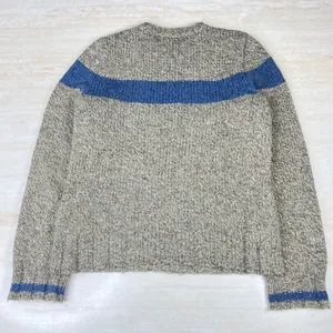 Vintage Abercrombie & Fitch Wool Blend Striped Sweater Oatmeal Blue 90s Medium thumbnail 3