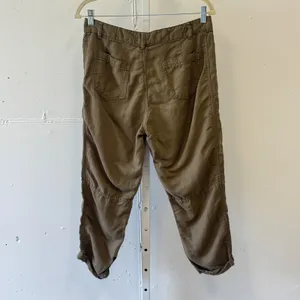 Calvin Klein Jeans Womens Brown Linen Blend Cropped Utility Cargo Pants Size Sm thumbnail 2