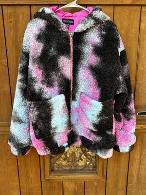 Current Mood Oversized Dolls Kill Cozy Tie Dyed Sherpa Jacket XS thumbnail 2