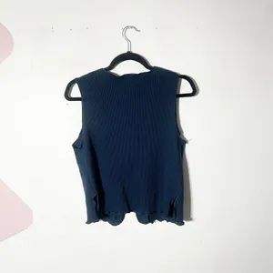 Vintage Victoria's Secret Top XS Blue Waffle Knit Vest y2k 2000s thumbnail 2
