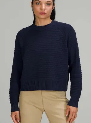 Lululemon Texture Play Crew Sweater‎ Sz XS S night sea blue thumbnail 1