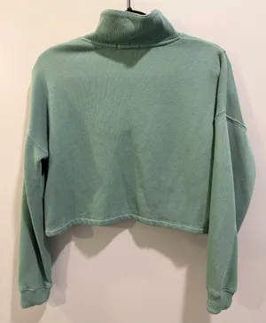 Z Supply Soho Fleece Cropped Relaxed Fit Collared Sweatshirt Calypso Green thumbnail 7