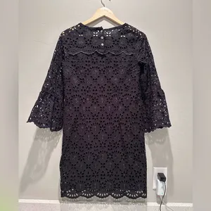 J.Crew Black Bell Sleeve Dress Embroidered Eyelet Size‎ 4 thumbnail 8