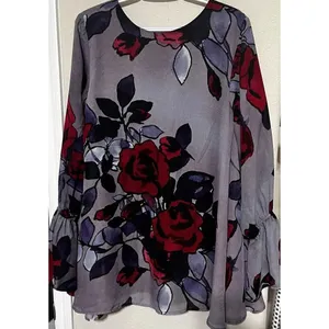 Show Me Your MuMu Perveen Blouse Purple Floral Long Sleeve Tunic Top Size M thumbnail 6