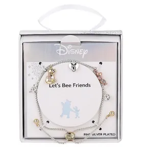 NWT Disney's Winnie the Pooh Fine Silver Plated Cubic Zirconia Charm Bracelet thumbnail 1