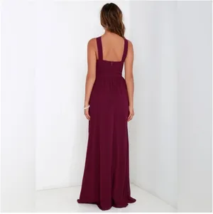Lulu’s Burgundy/Wine Crisscross Halter Formal / Wedding Guest Maxi Dress Size L thumbnail 2