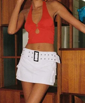 Princess Polly Iconic Cargo Mini Skirt White thumbnail 1