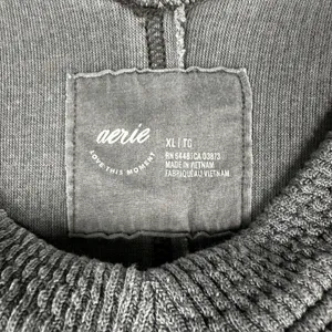 Aerie Waffle Knit‎ Sweater Womens XL Gray V Neck 3/4 Sleeve High Low Oversized thumbnail 7