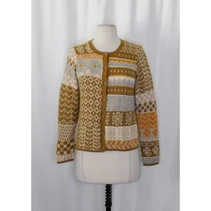 GUDRUN SJODEN Floral Patchwork Cardigan Sweater Wool Buttons Retro X-Small thumbnail 2