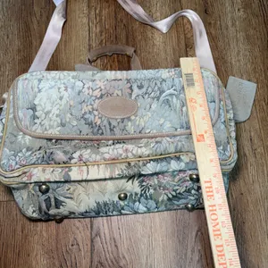 French Luggage Co Vintage Floral Tapestry Carry On Bag Travel Tote Made in USA thumbnail 7