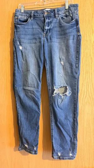 Studio Blue Boyfriend Jeans with Distressed Knee in Blue thumbnail 1