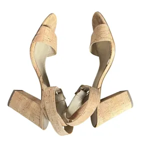 Ann Taylor Sandals Womens Size 8 1/2 Beige Cork Strappy Block Heel Ankle Strap thumbnail 8