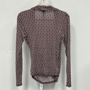 Ann Taylor Women's Small Burgundy Chain Link Wrap Top Long Sleeve Modal Blouse thumbnail 2