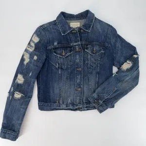Denim & Supply Ralph Lauren Distressed Blue Denim Trucker Jacket Size Medium M thumbnail 2