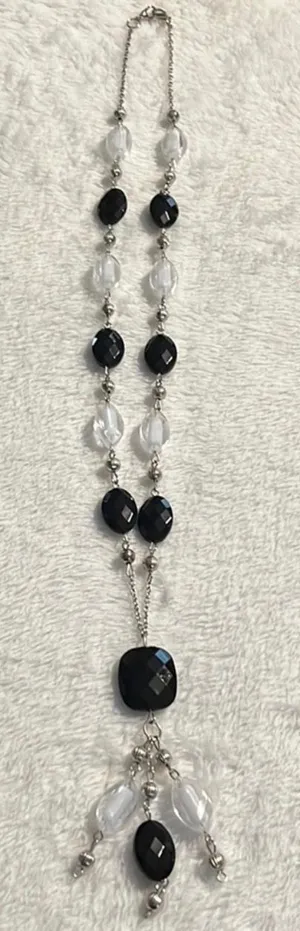 Beaded Chandelier Y Necklace Black thumbnail 1