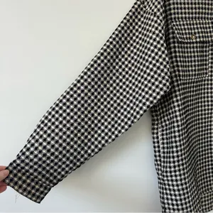 La Miel Tan Black Geometric Print Button Down Oversized Fall Shacket Jacket S thumbnail 3