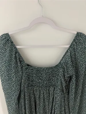 Abercrombie‎ & Fitch Green Ditsy Floral Square-Neck Long Sleeve Mini Dress thumbnail 11