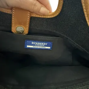 Burberry Of London Blue Denim Leather Trim Tote thumbnail 9